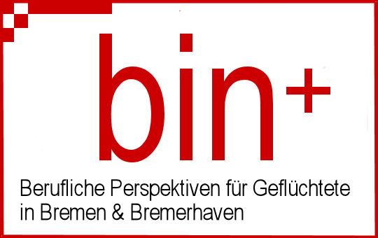 Das Logo des Projekts bin+: bin+ Berufliche Perspektiven für Geflüchtete in Bremen und Bremerhaven

